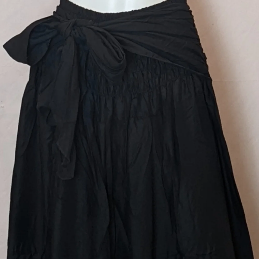 Happy Trunks Black Smocked Tie Waist Beach Maxi Skirt size 3X